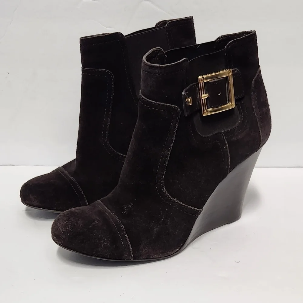 Tory Burch Adrienne Suede Wedge Ankle Booties in‎ Brown